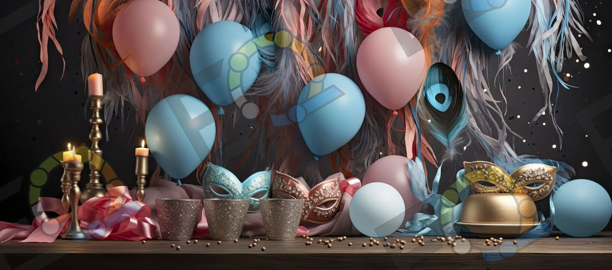 Pastel balloon and confetti detail