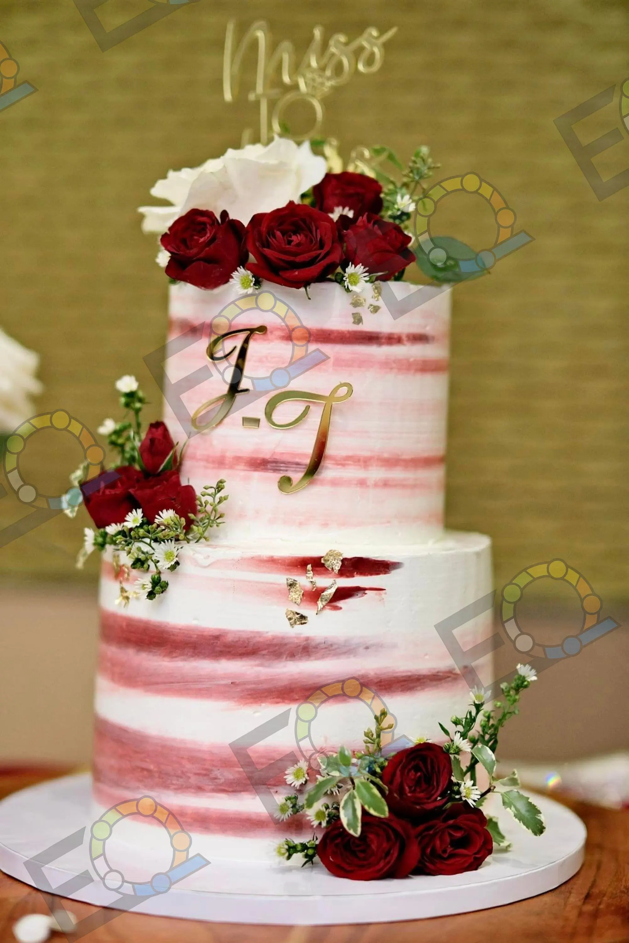 Semi-naked cake finished with red roses