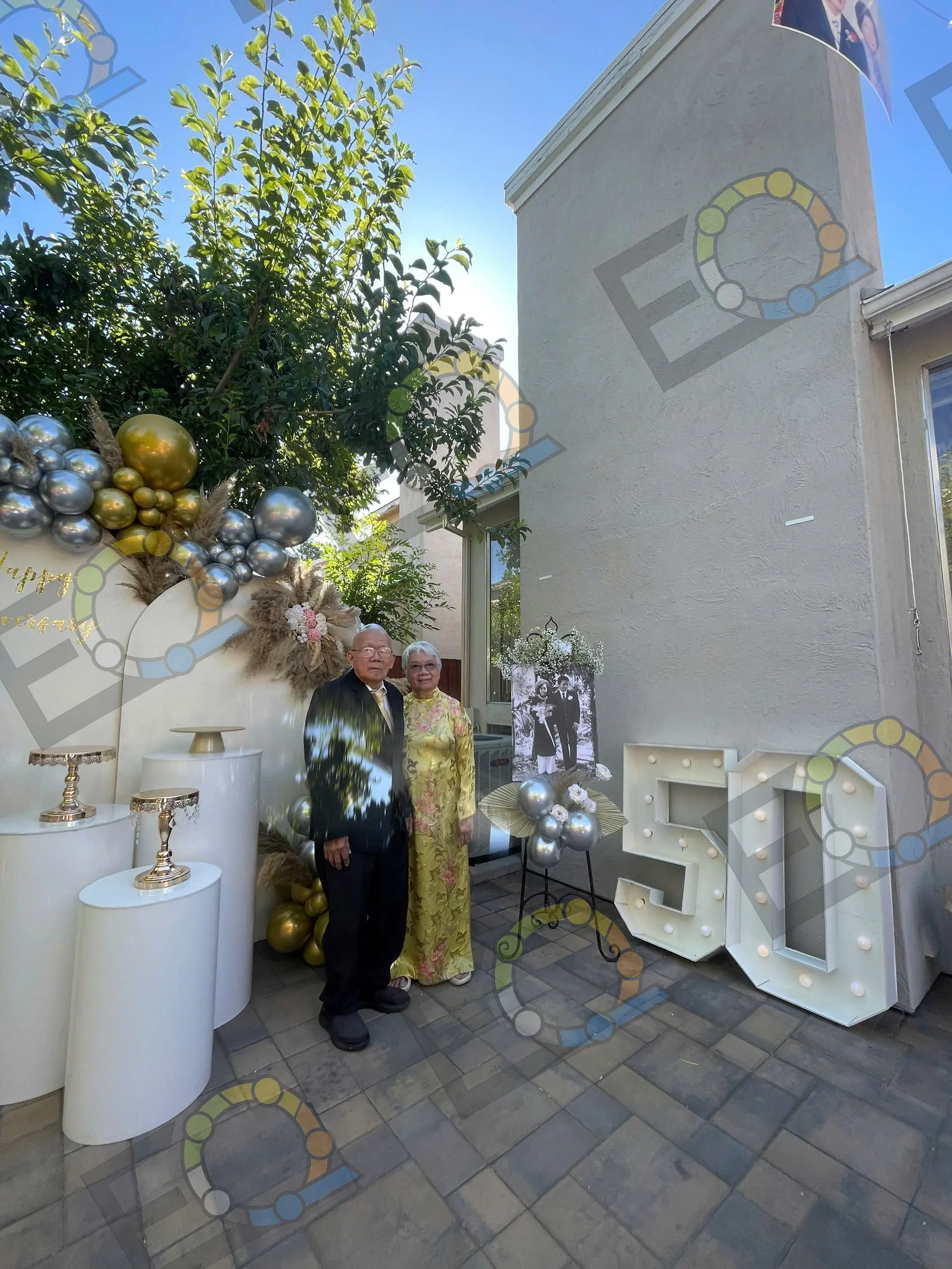 A fiftieth anniversary backdrop with marquee numerals